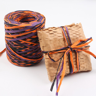 Factory Direct Sales Halloween Raffia Paper Rope Creative Hand-Woven Gift Packaging Rope Bouquet Packaging Decorative Paper