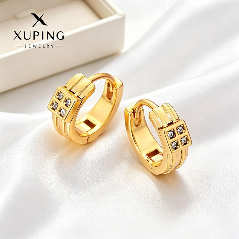Joyas Xuping aleación de cobre chapado 24k color geometría cuadrada auriculares temperamento simple auriculares lujosos nicho mayorista mujeres