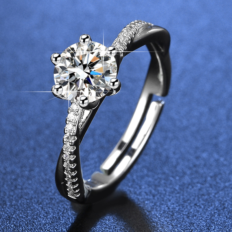 Simulated Diamond 1 Carat Wedding Ring, Proposal Ring, Women's Ring, Eight Hearts and Eight Arrows Zircon Six-Claw Diamond Ring, Live Broadcast