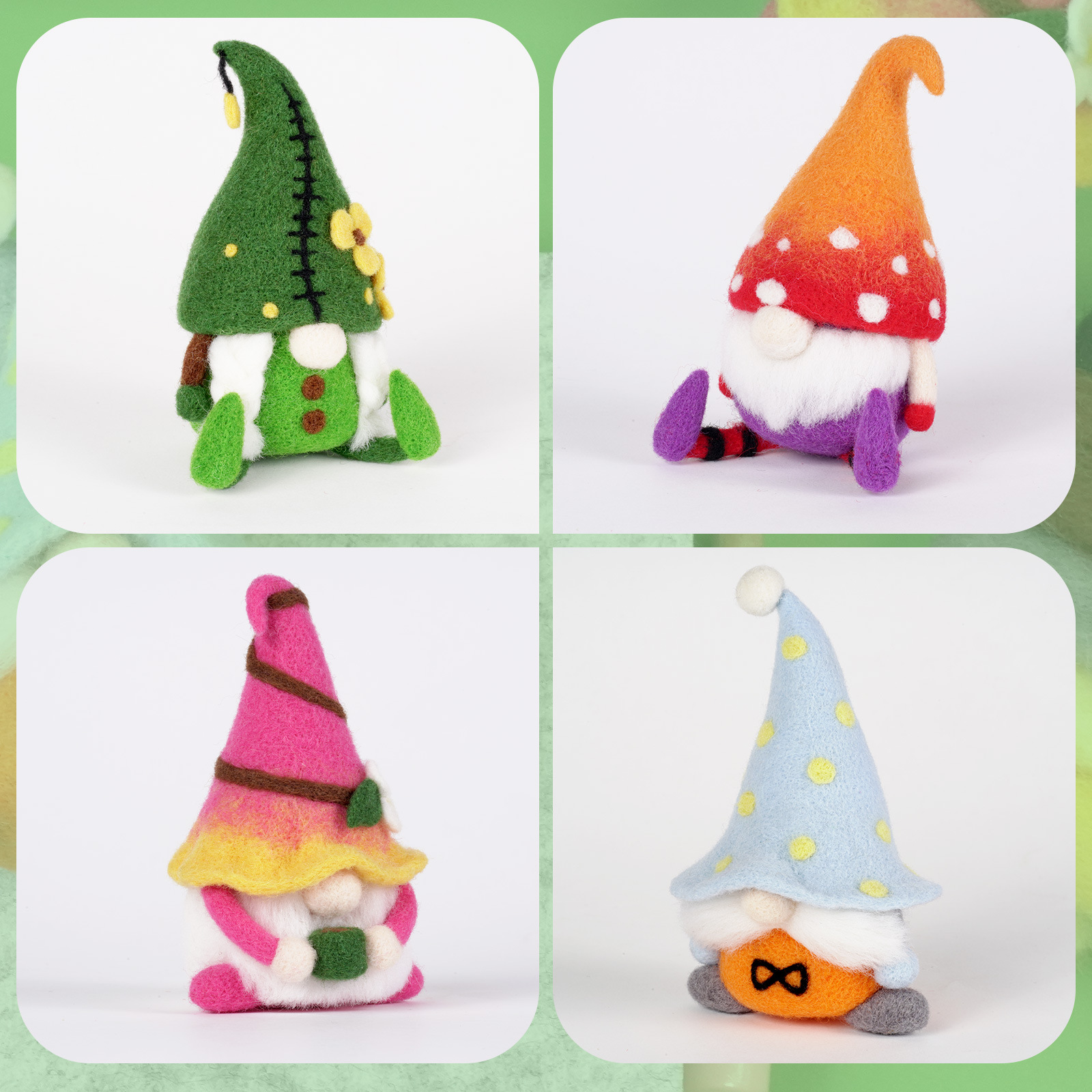 Heem & Gaart nei Wollfilz pochen Spaass DIY Material Package Santa Claus Gesiichtslos Zwergpopp véier Sets Grousshandel_voghion.com