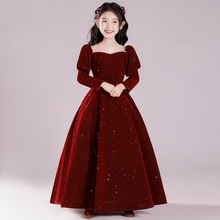 女童礼服公主裙高端轻奢钢琴演奏演出服儿童主持人红色春春礼服裙