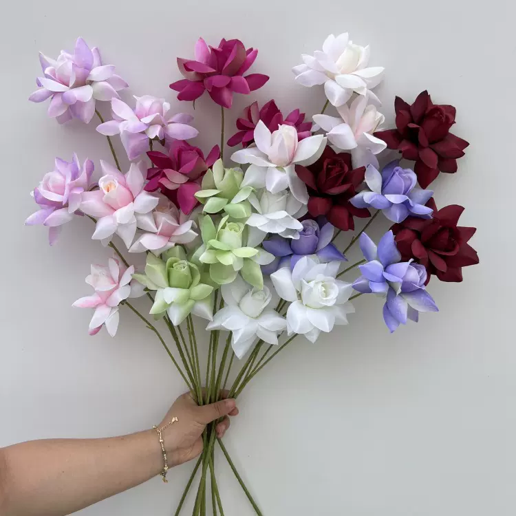 仿真花3头翻瓣玫瑰 婚庆婚礼翻瓣玫瑰花酒店婚礼堂花艺跨境假花厂