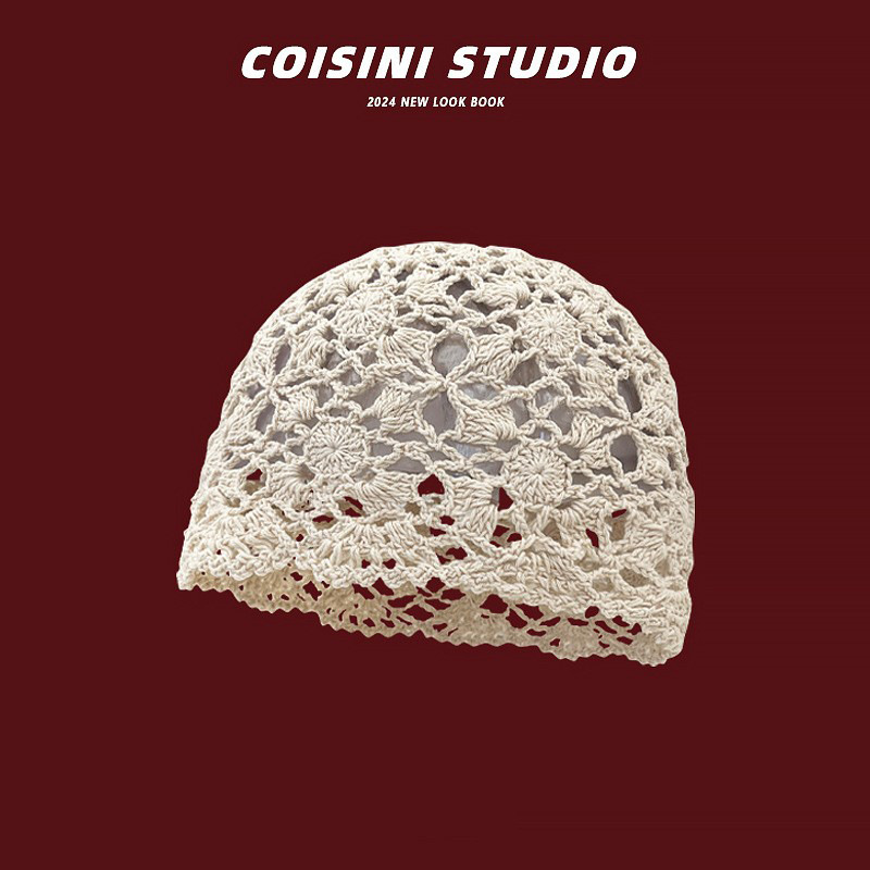 Retro artístico tejido a mano agujero gorra gor