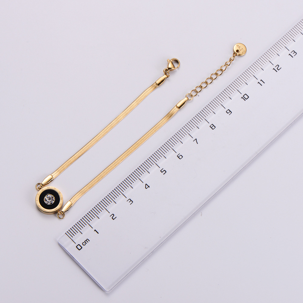 Womenu0027S Fashion Round Titanium Steel Zircon Bracelets Inlay Stainless Steel Bracelets