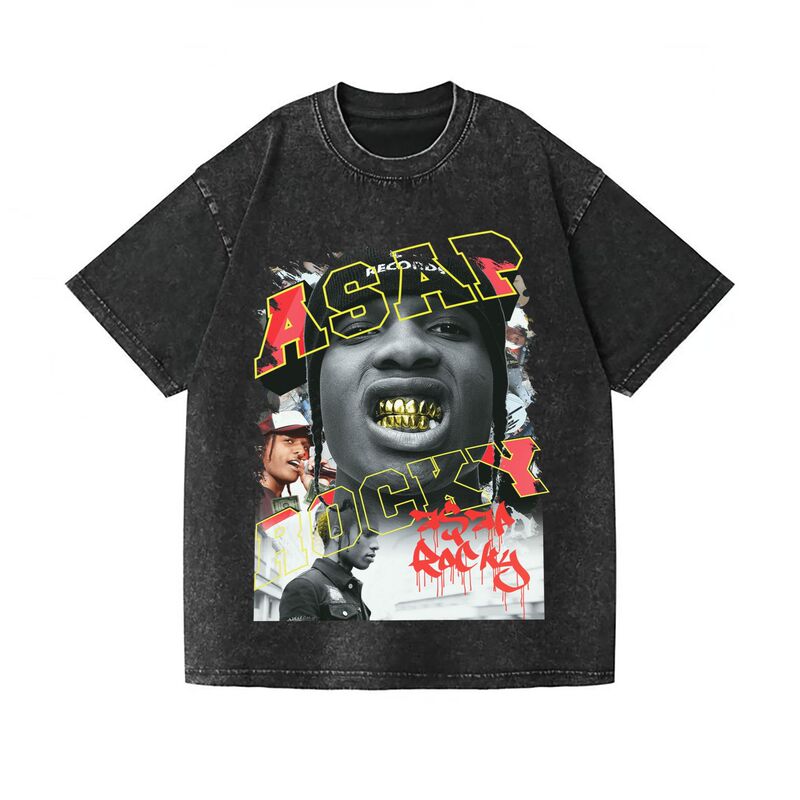 Hip-Hop Rap Hip-Hop Print American Retro 230g Pure Cotton Short-Sleeve Men's T-Shirt Casual and Versatile