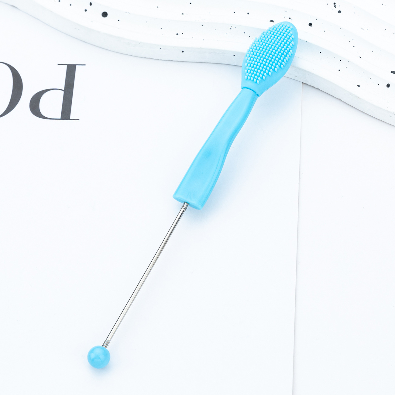 Cepillo de labios con cuentas de bricolaje Bálsamo labial multifuncional Bálsamo labial Cepillo de labios Cepillo facial de silicona de doble cara Cepillo de limpieza nasal