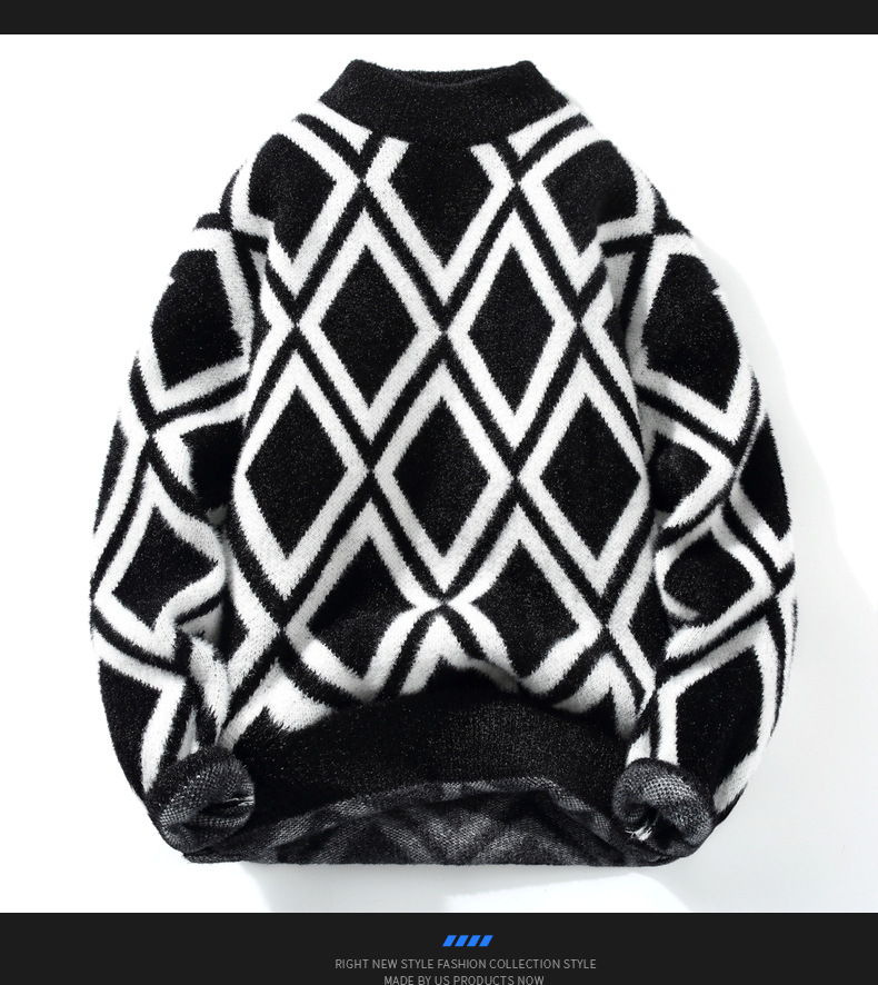 Men's Sweater Warm Knitted Pullover With Half High Collar_voghion.com
