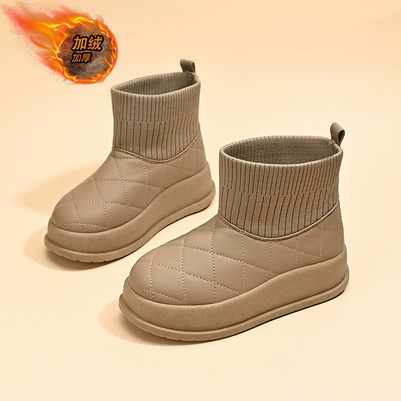Tide Snow MX7801 новые 2024 студенческие высокие кеды с плюшевой подкладкой, зимние корейские хлопковые тёплые повседневные ботинки для женщин