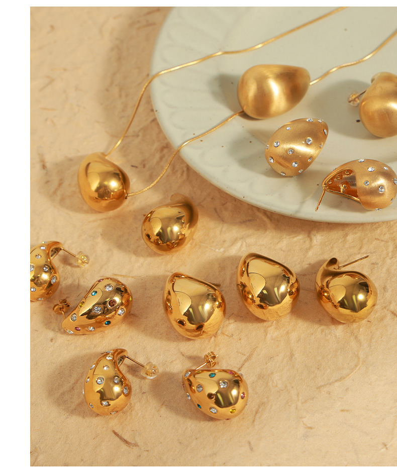 Fashion Gold Imitation Pearl Earrings Goldplated Titanium Steel Dropshaped Earrings With