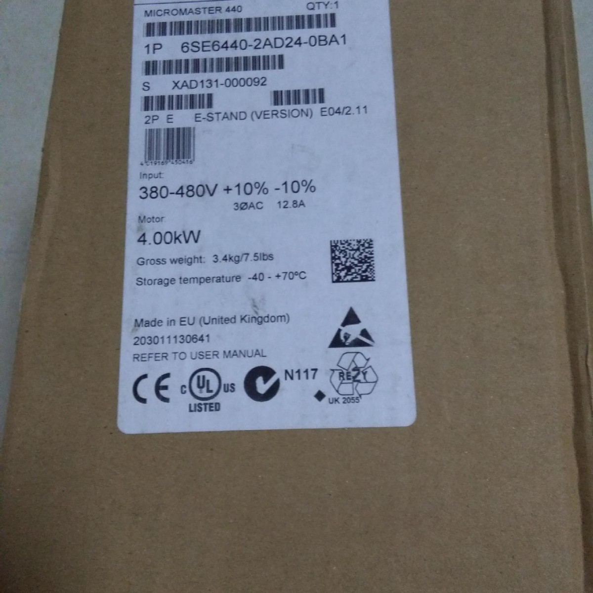 ȫ��ԭװ������M440��Ƶ�� 6SE6440-2AD24-0BA1 380V 4KW �ֻ�