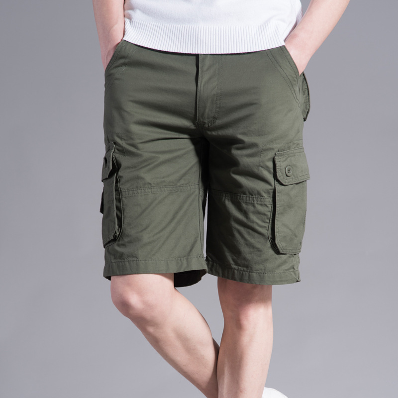 2021 verano TikTok nuevos pantalones cortos de ropa de trabajo pantalones de playa para hombres pantalones cortos multibolsillos sueltos de color sólido comercio exterior
