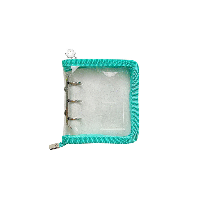 Mini cremallera de color concha de libro de hojas sueltas 3 agujeros de metal clip de hojas sueltas PVC mano libro chica cuaderno al por mayor