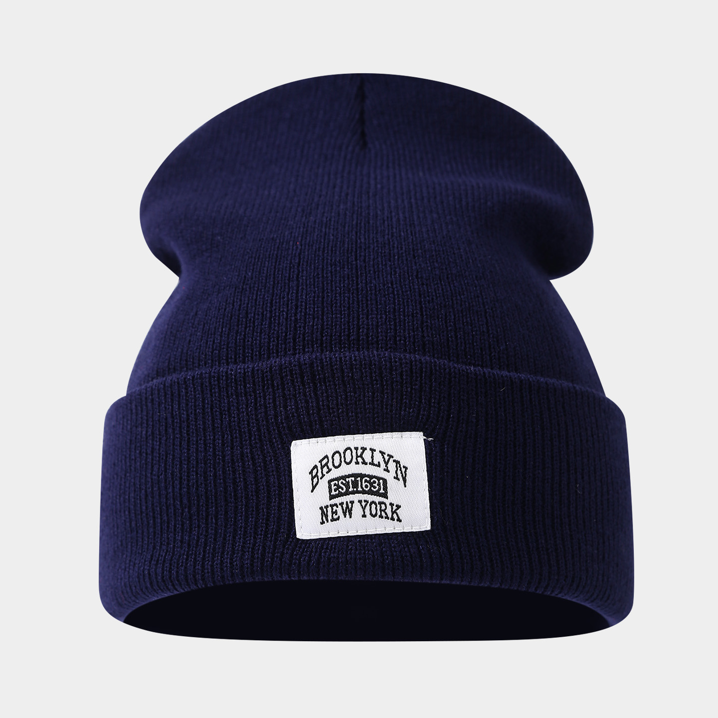 Europa y Estados Unidos marca de moda transfronteriza Brooklyn etiqueta sombrero de punto hombre y mujer personalidad de moda rizado sombrero de lana de moda sombrero frío