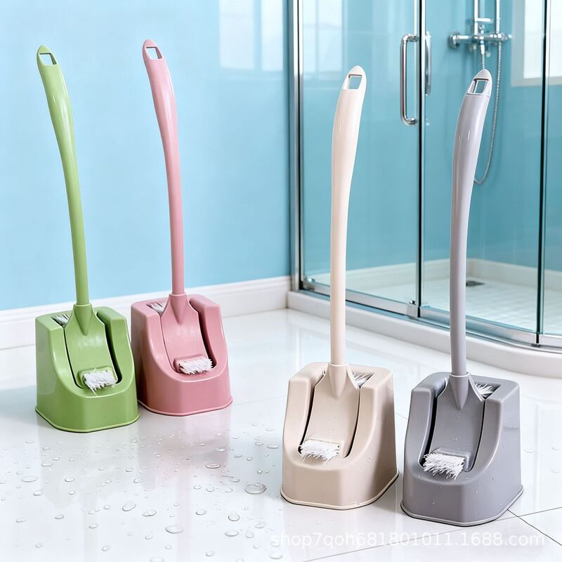Toilet Brush with No Dead Ends, Super Easy to Use, Special Cleaning Brush for Bathrooms, Long-Handled Plastic Toilet Brush with Base Set