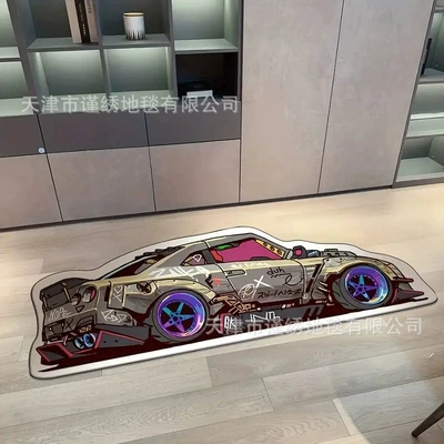 Cross-Border Cool Car Imitation Cashmere Floor Mats, Car Fan Decoration, Non-Slip Foot Mats, Easy-Care Entryway Doormats