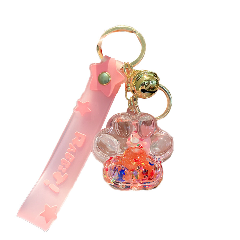 Linda bolsa de fresa de aceite llavero de conejo exquisito colgante de botella de deriva colgante de bolsa de coche colgante pequeño regalo al por mayor