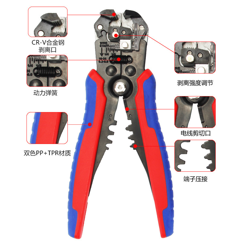 VK-D1 Pelacables (mango rojo y azul)