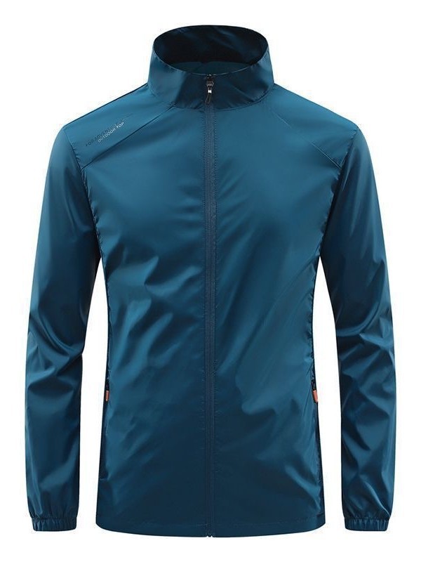 Chaqueta transpirable de seda de hielo ropa casual de protección solar con cuello alto para hombres gabardina de piel chaqueta fina de verano pesca impermeable