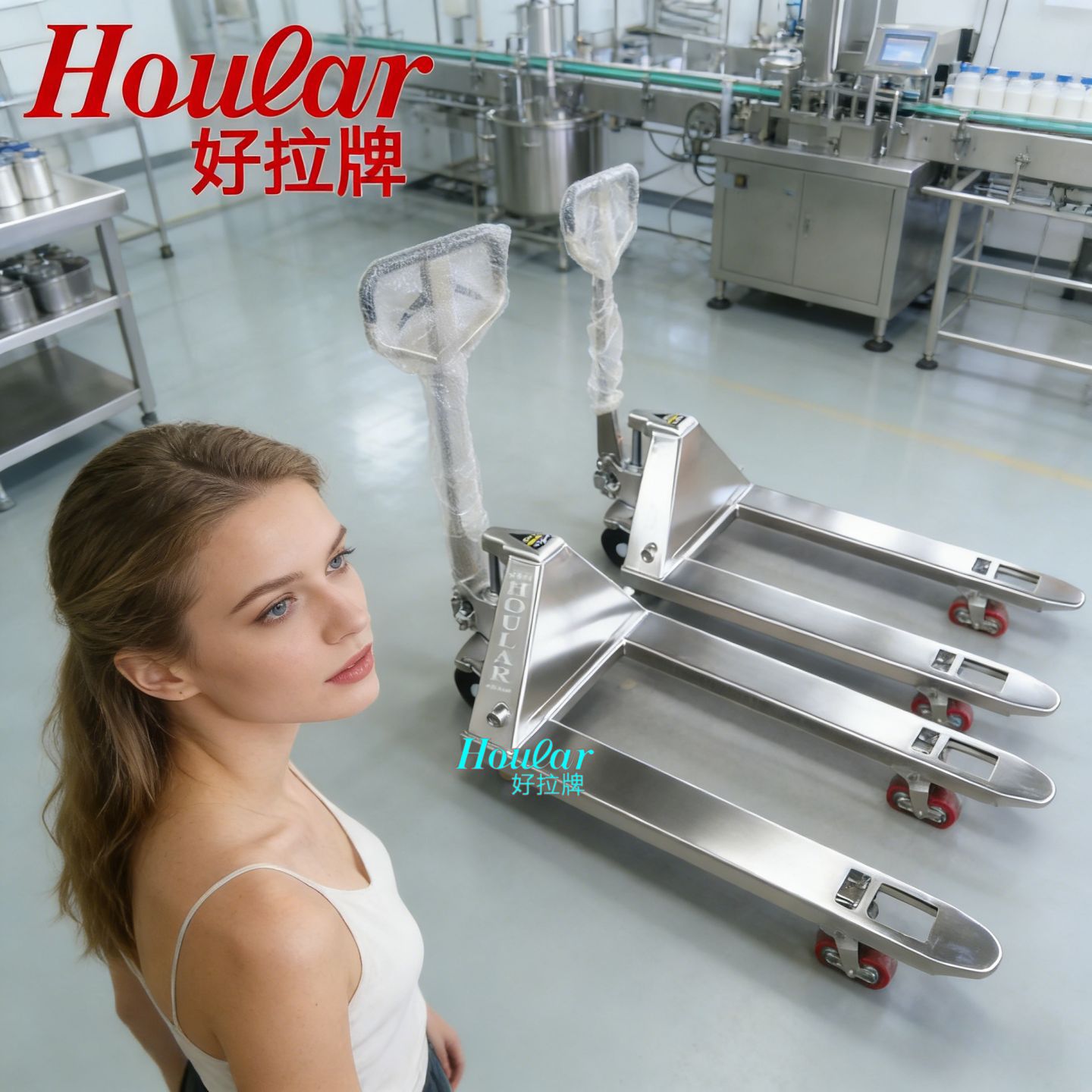 hoular现货供应2/2.5吨镀锌手动搬运车镀锌液压叉车液压铲车地牛