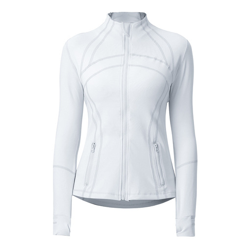 Lulu Yoga Wear: Stand-Neck Zip-Up Cardigan Jacket, Def*ne Sports Long-Sleeve Breathable Tight-Fit Outerwear – Women's Top
