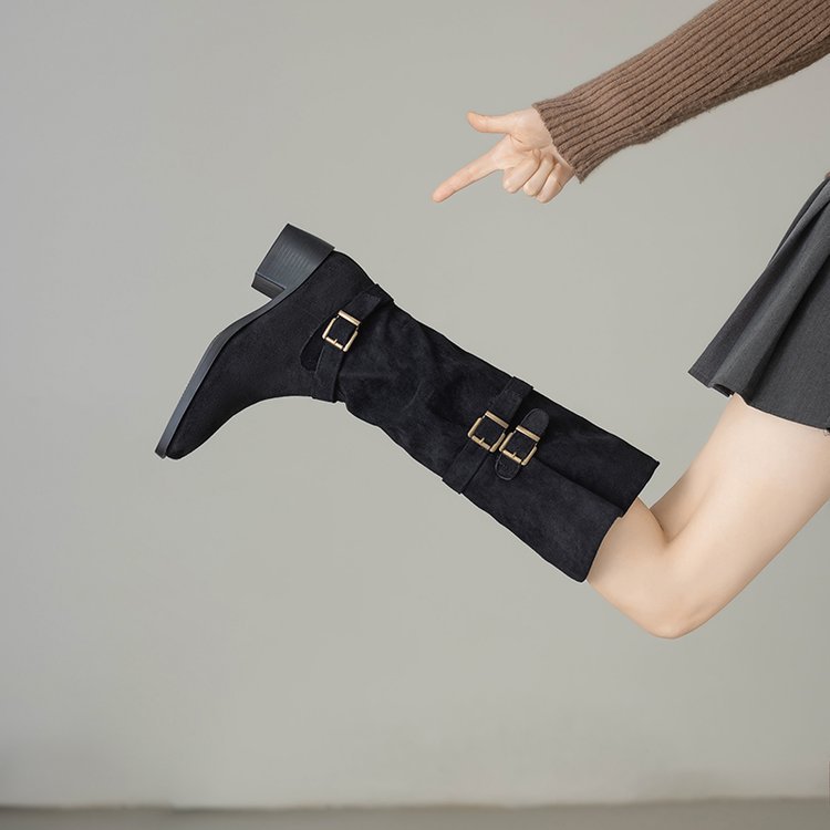 Cross-border francés tacones gruesos botas de camisa 2026 nuevas botas de primavera y otoño versátiles delgadas botas Martin