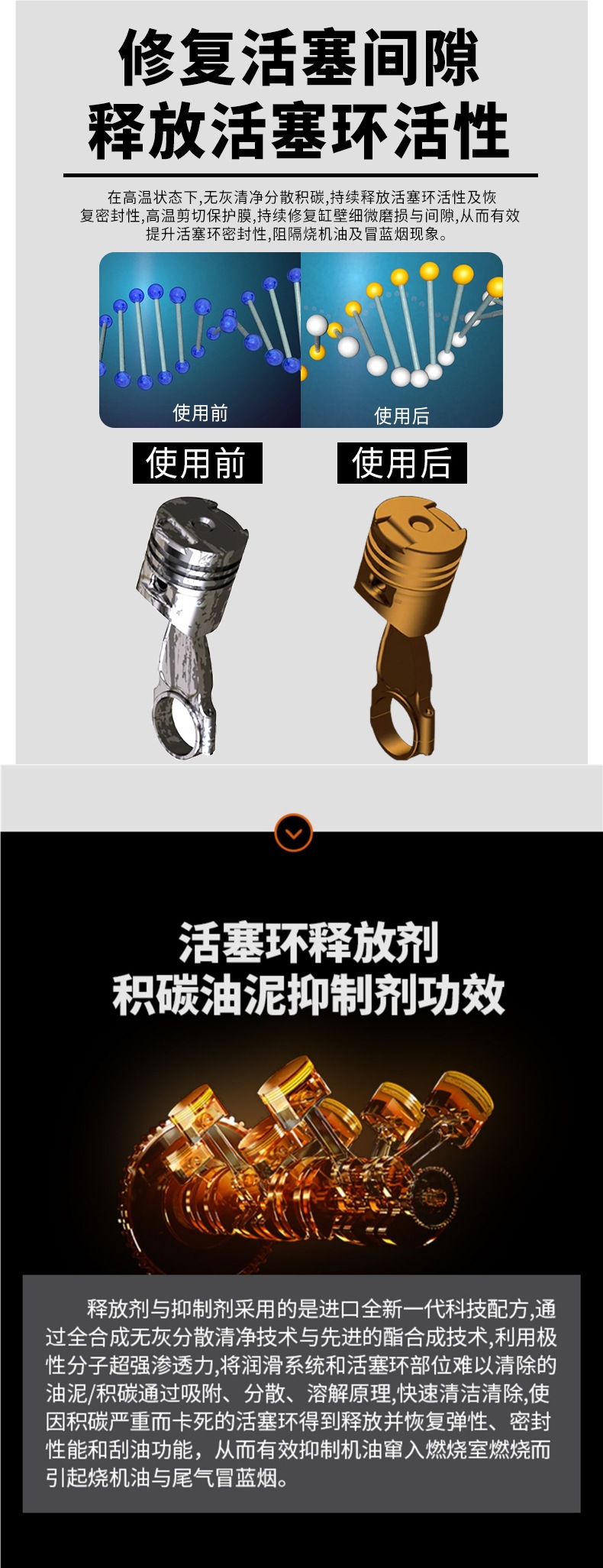 Car Engine Oil Burning Prevention Powerful Repair Oil Ring Piston Ring Release Agent Oil Essence Anti-Wear Protection Additive