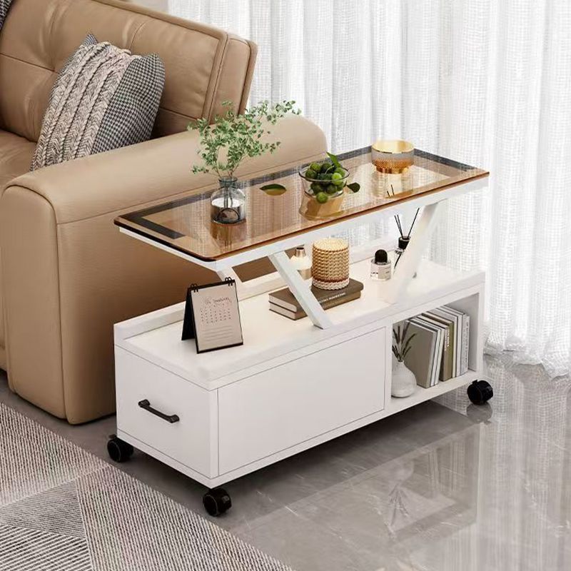 Sofa Glass Side Table for Living Room Light Luxury Movable Table Corner Table Cabinet Storage Cabinet Small Table Coffee Table