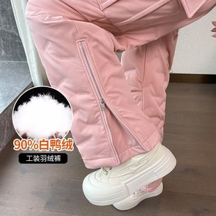 Pink Coil Down Pants Women's Outer Wear Cotton Pants Women's Winter 2025 New -40-degree Snow Cold Pants