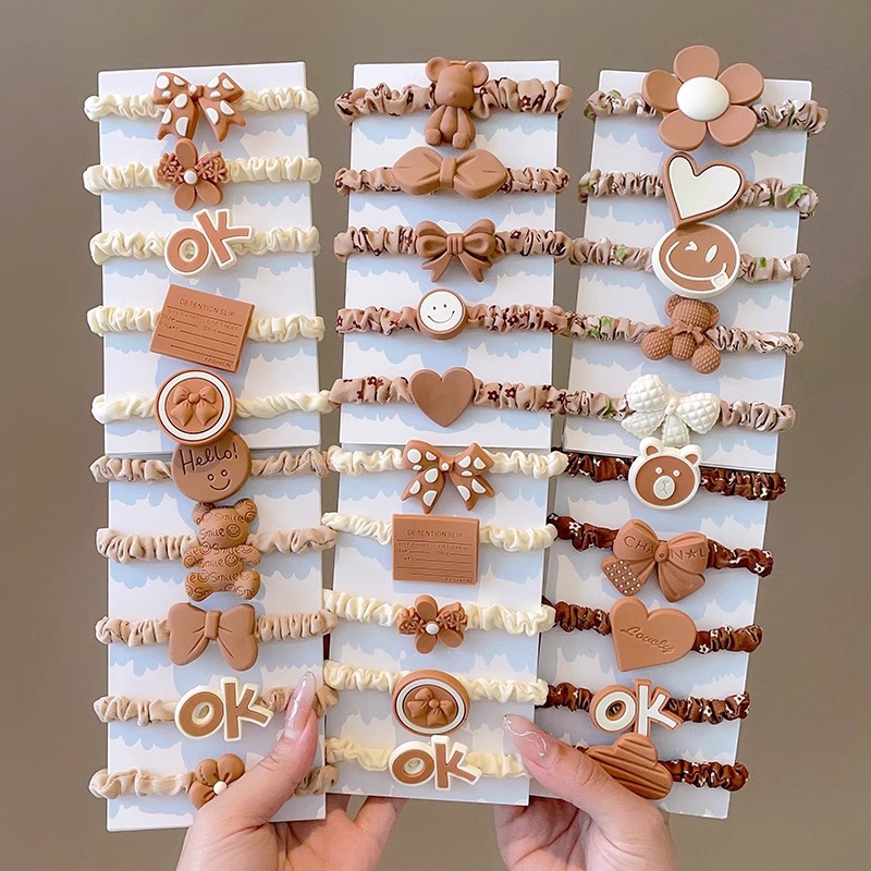 Cuerdas de cabello de color leche para niños flores anillo de cabello arco de goma para niñas no lastimar el cabello banda de goma para el cabello para niñas