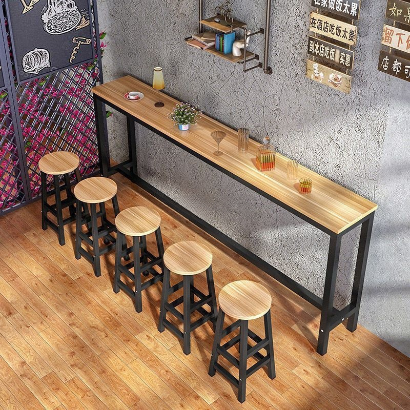 Coffee Table Narrow Balcony Home Long Bar Table High Table Wall Bar Table Living Room Milk Tea Shop Table and Chair Combination
