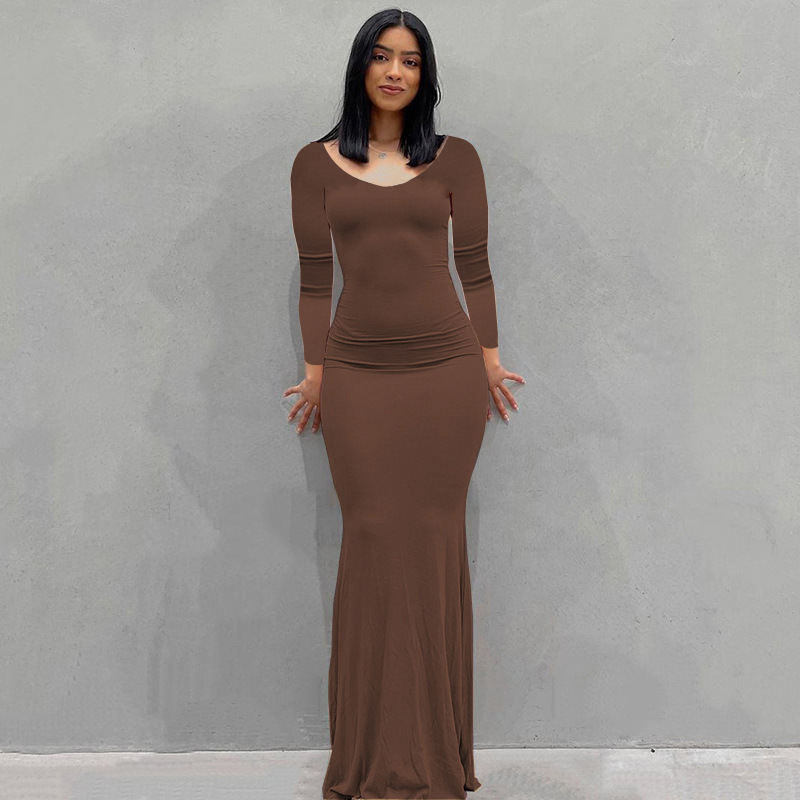 Europa y América transfronteriza nueva Kardashian desnata mono de las mujeres Vestido largo de comercio exterior casual SLIM-Fit de manga larga mono de casa image 14