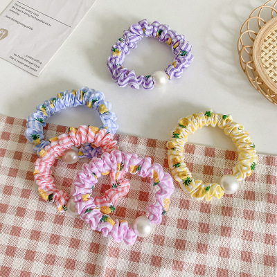 水果珍珠小肠发圈菠萝糖果色头绳韩版简约扎头发皮筋新款条纹发饰