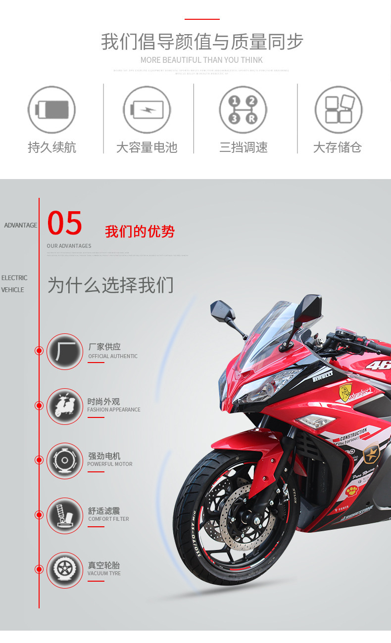 Little Ninja TDR51Z electric motorcycle, street bike, high-power sports off-road bike, customized for cross-border delivery