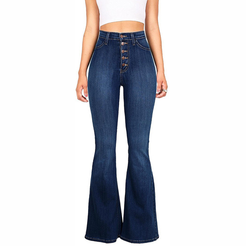 2025 European and American Women's Denim Jeans, Women's Tall Waist Hip-Hugging Bell Bottom Pants