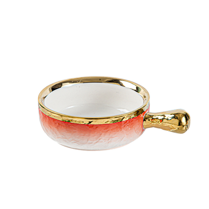 Nordic horno de arroz al horno tazón de cerámica tazón de ensalada de frutas tazón de desayuno hogar hornear sola manija placa de hornear Placa de raqueta de oscilación