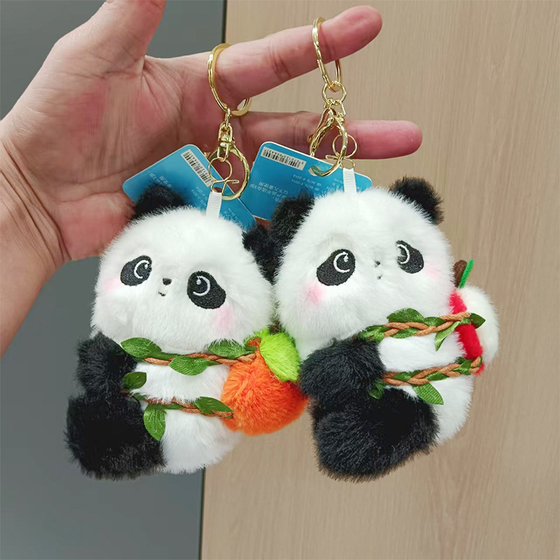 Cute Fruit Panda Pendant Plush Toy School Bag Keychain Pendant Doll Doll Wholesale