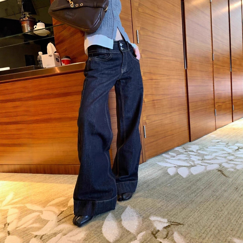 Sunoneone1 Low-Waist Denim Raw Cow Color Slim Jeans Women's Early Autumn American Retro Straight Casual Pants