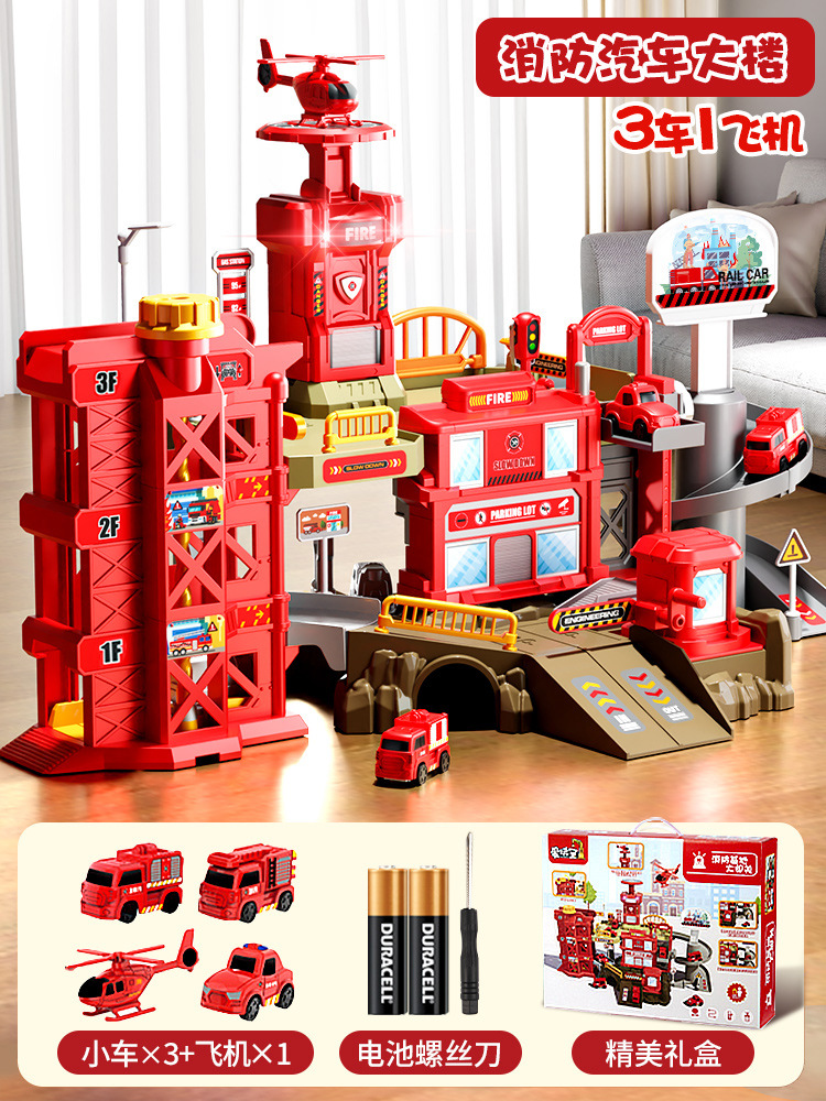 Juguetes de tren de fuego bloque deslizante coche de ingeniería infantil gran aventura juguetes de rompecabezas niños de 3 - 5 años