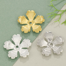 34mm缺口五叶梨形花片配件铁古风新娘团扇汉服头饰diy材料批发