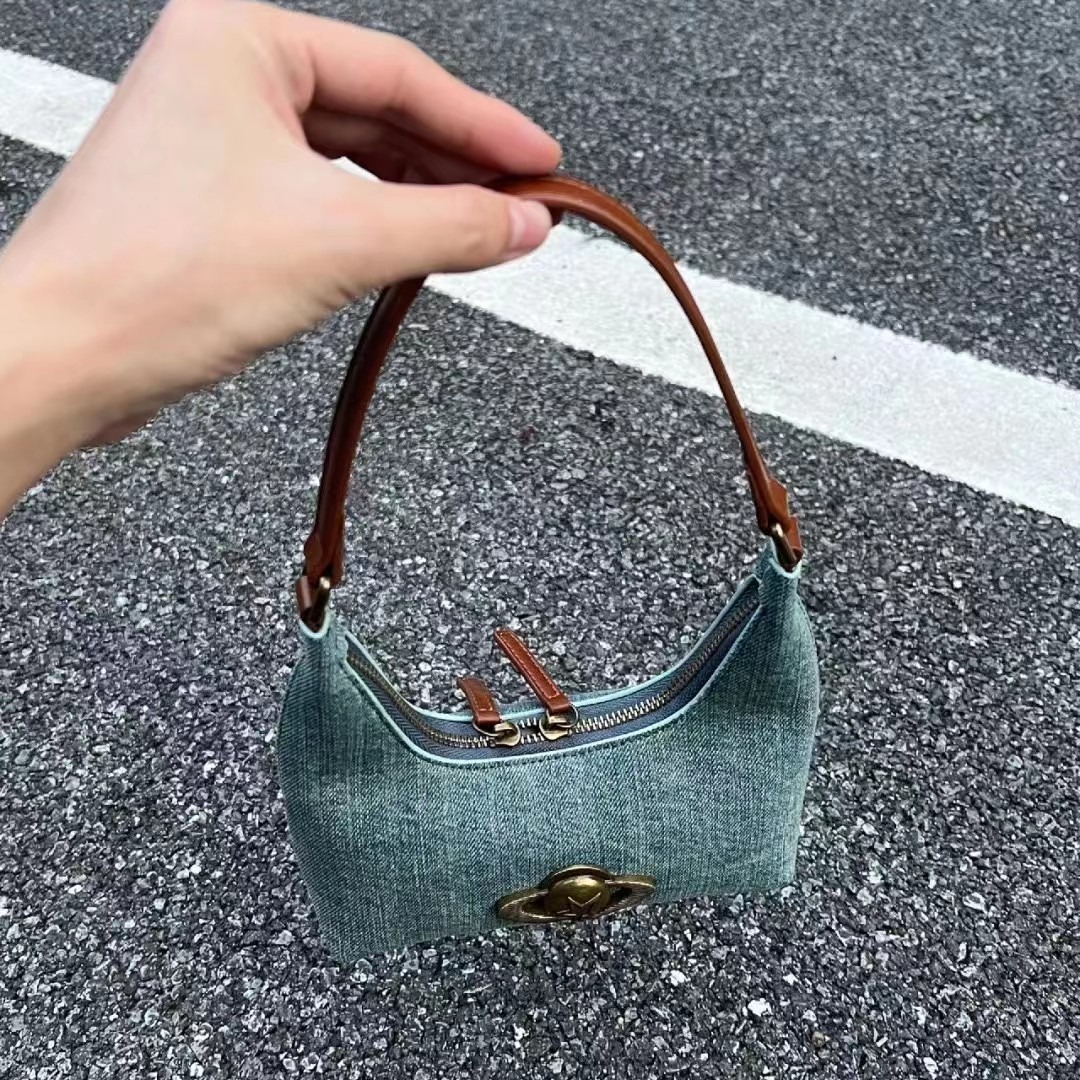 2024 Herbst und Winter Neue Unterarmtasche Wandering Planet Umhängetasche Vielseitige Handtasche Nischen-Denim-Unterarmtasche Großhandel_voghion.com