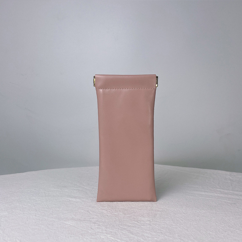 Bolsa de almacenamiento de gafas Gafas de sol portátiles antipresión Gafas de sol Cerrado automático Caja de almacenamiento de metralla Bolsa de almacenamiento de ojos Mujer