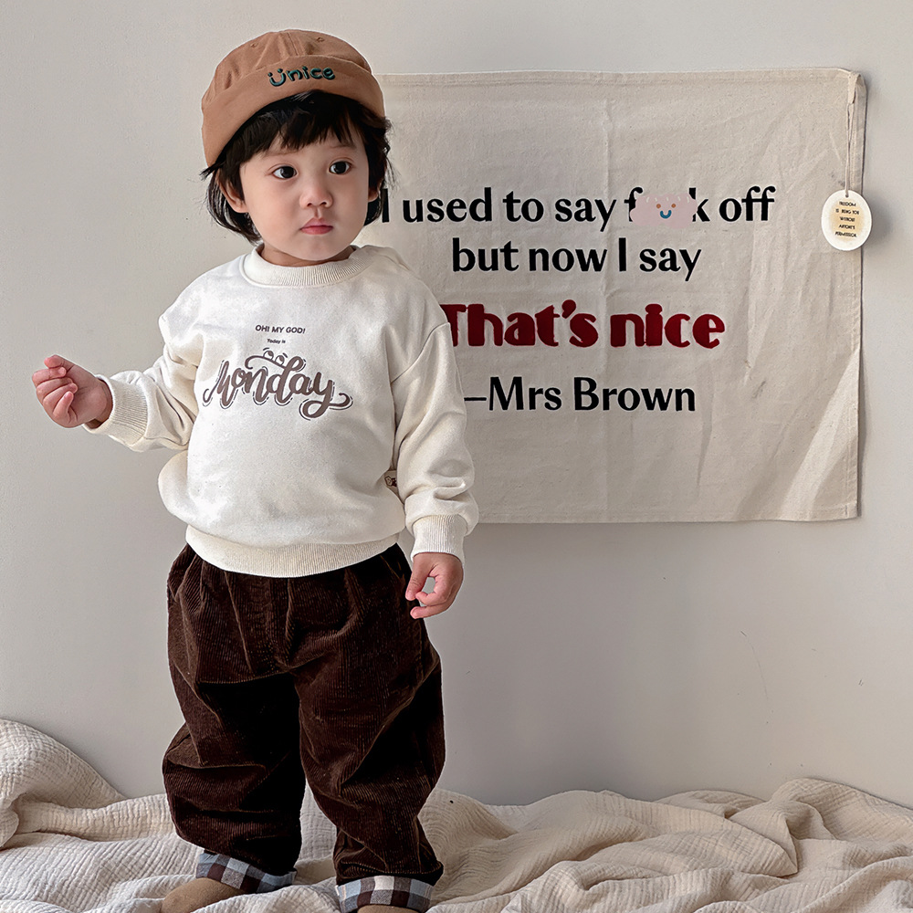 2024 otoño nuevos productos ropa para niños suéter con letras impresas para niños, suéter suelto para niños, chaqueta fresca de moda