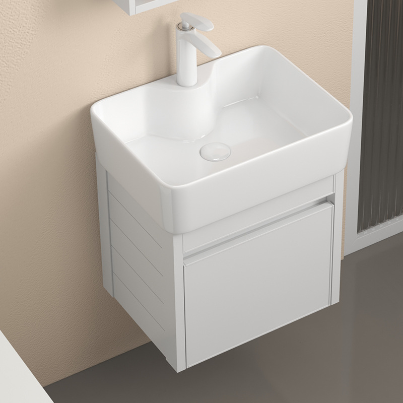 Engrosado espacio gabinete de baño de aluminio pequeño apartamento lavabo Mini lavabo de baño lavabo integrado lavabo de cerámica