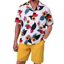 夏威夷套装夏季度假休闲短袖短裤衬衣两件套宽松欧美外贸款现货