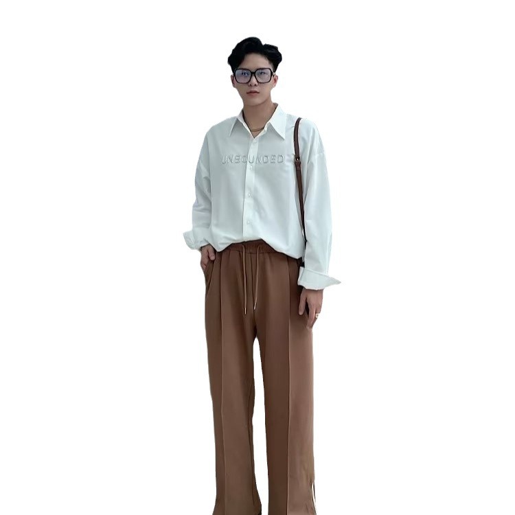 Four Seasons 2024 Camisa de moda con letras para hombre Camisa de moda delgada de manga larga casual