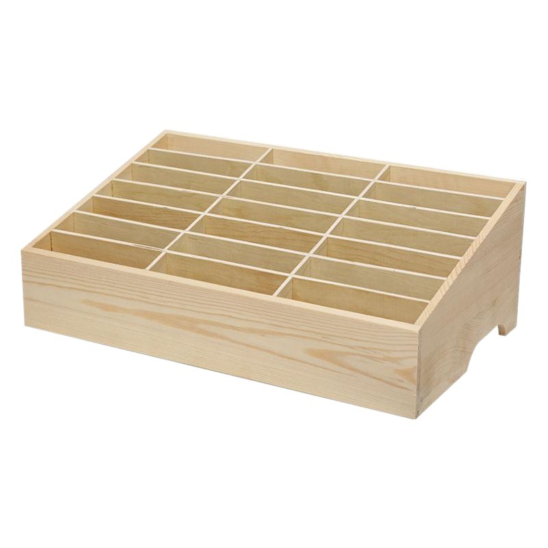 En stock caja de gestión de almacenamiento de teléfono móvil escritorio madera maciza retro multi-rejilla película templada caja de almacenamiento Oficina Conferencia rack de almacenamiento