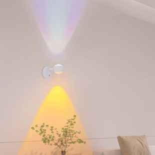 Charging wall lamp wiring-free double-headed sunrise lamp net red photo sunset atmosphere lamp living room bedroom wall washing lamp light