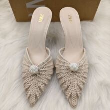European and American haute couture 2026 spring/summer new fashionable silk pointed rhinestone high heels, hollow shallow mouth slim heel sandals