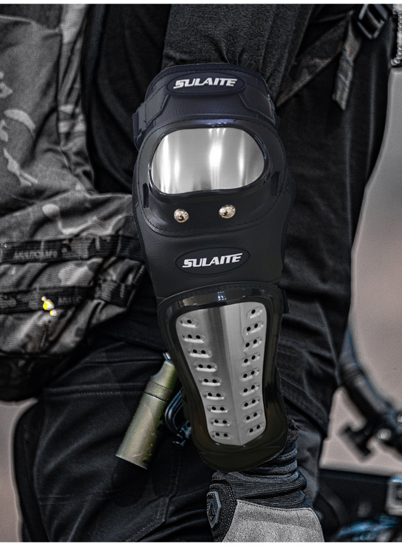 Protezioni per ginocchia e gomiti in acciaio inossidabile per tutte le stagioni, abbigliamento per motociclisti, protezioni per le gambe da corsa, sport all'aria aperta_voghion.com