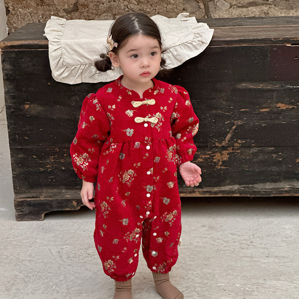 Ropa de Año Nuevo para niñas, ropa de una pieza, ropa de invierno para bebés, ropa de invierno para bebés y niños pequeños, ropa festiva de año nuevo